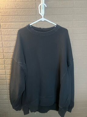 Aerie Black Pullover Crewneck Sweatshirt